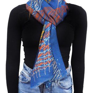 NWT Blue Silken Woolen Scarf Wrap